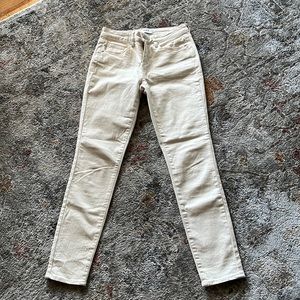 Oat, mid rise skinny ankle jeans, size 26, off white